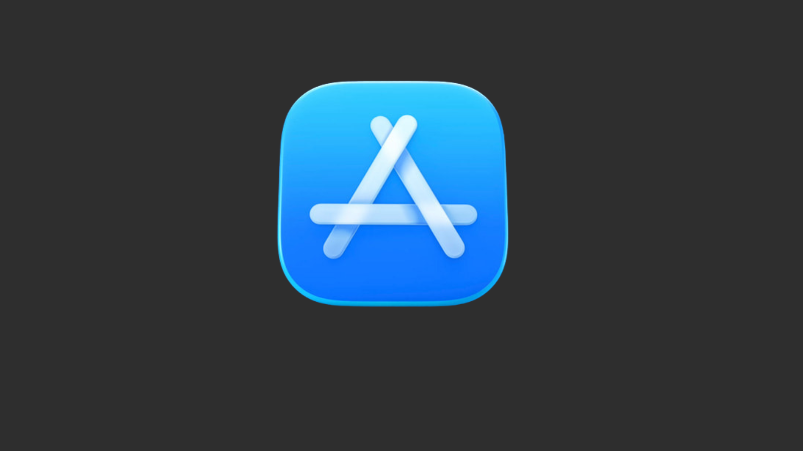 Koyu gri zemin üzerinde App Store Connect uygulamasının mavi simgesi.