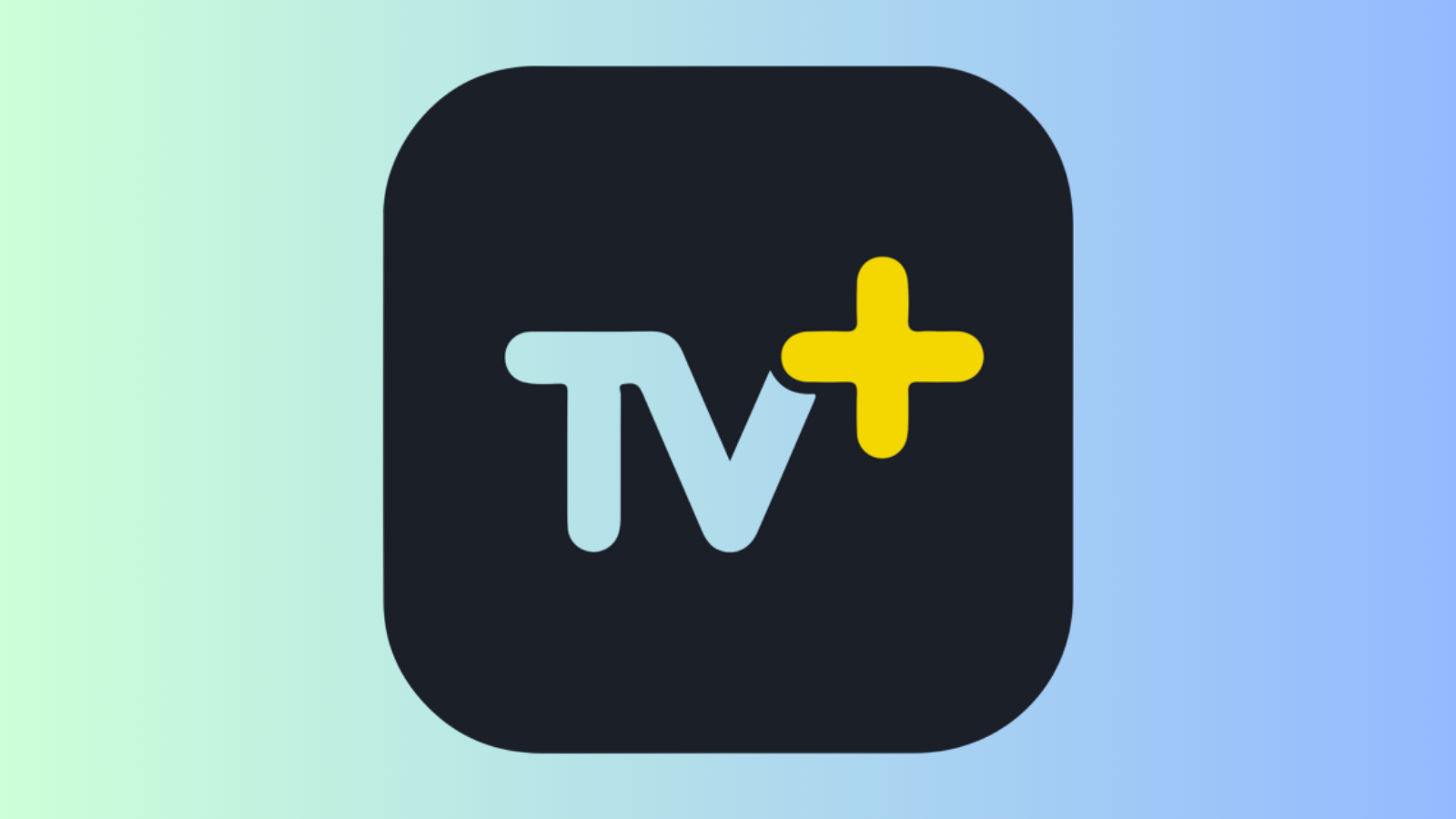 Açık yeşil-mavi zemin üzerinde Turkcell TV+ uygulamasının koyu renkli simgesi.