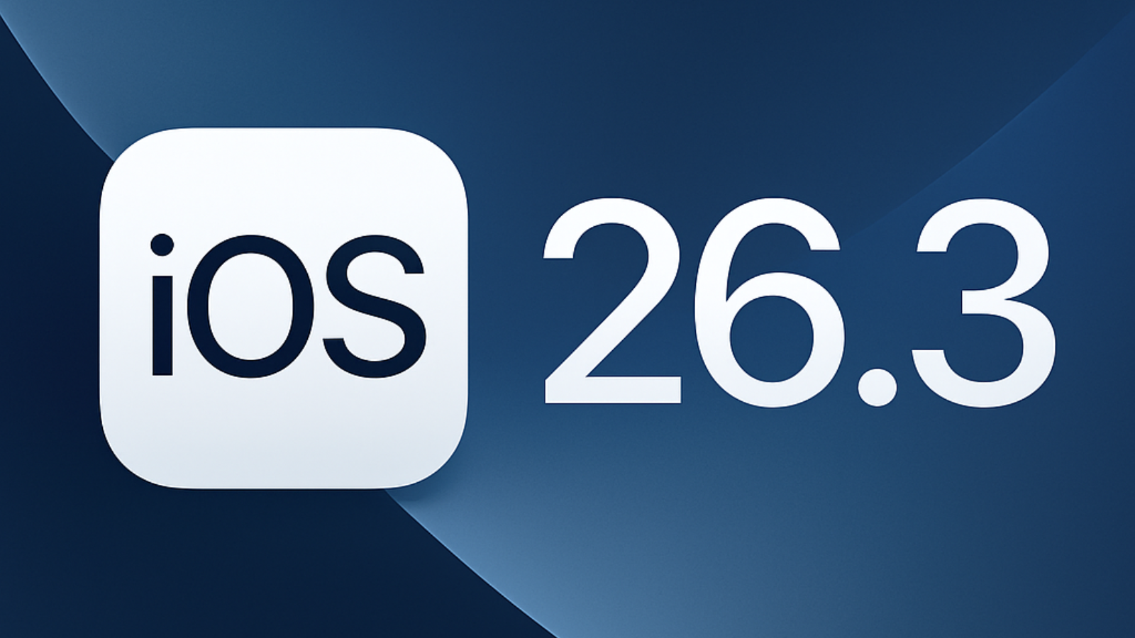 Koyu mavi zemin üzerinde iOS simgesi ve yanında büyük harflerle 26.3 sürüm numarası.