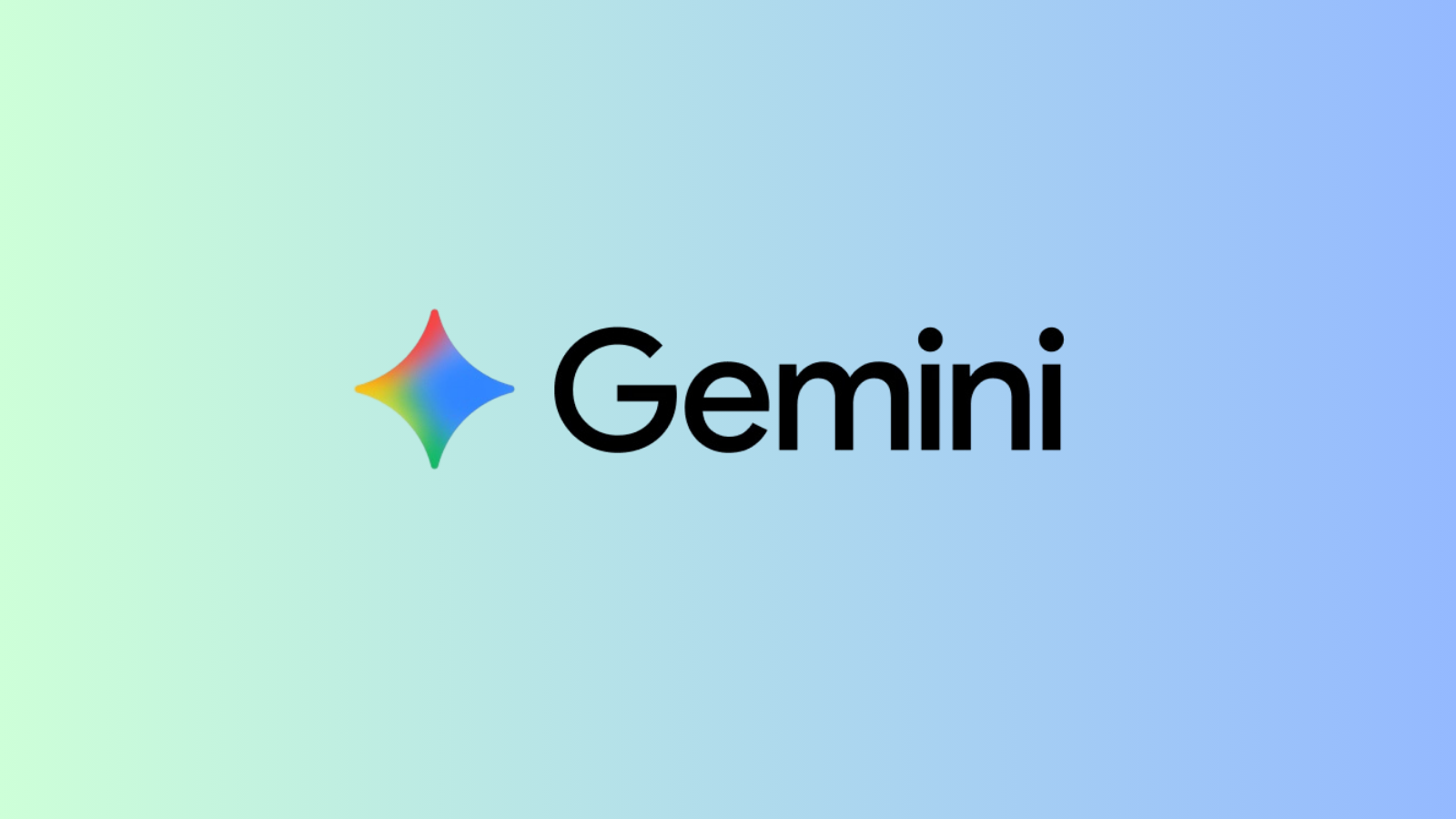 Açık mavi-yeşil zemin üzerinde Gemini'ın renkli yıldız logosu ve yanında adı.