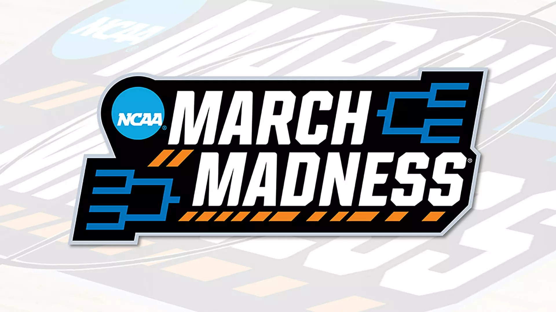 NCAA March Madness turnuvasının siyah, mavi ve turuncu renkli logosu.