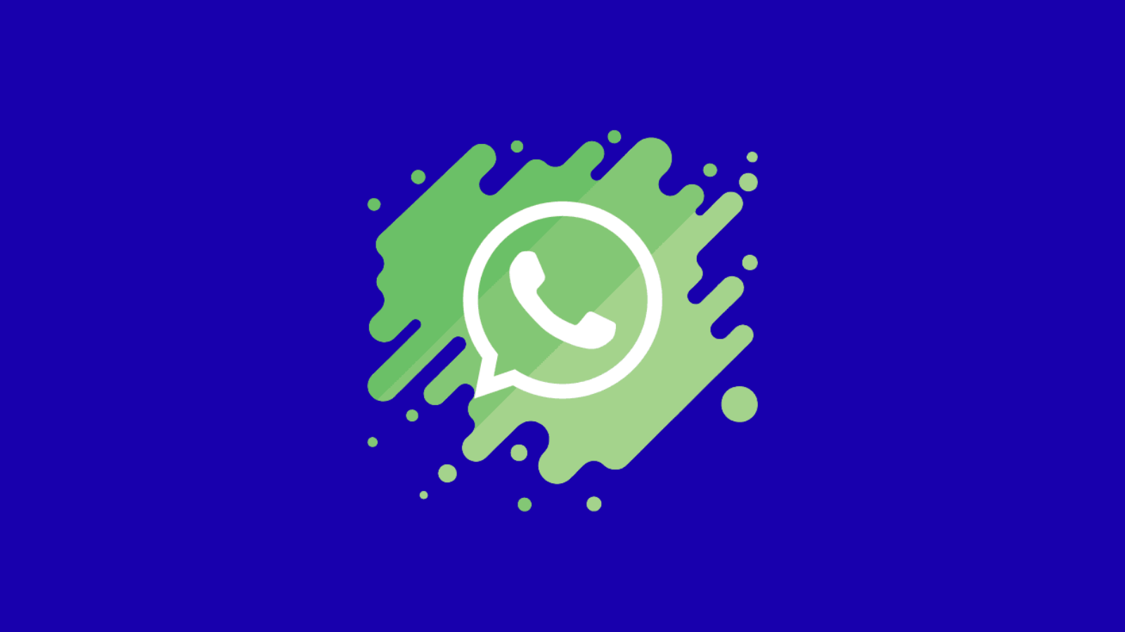 Lacivert zemin üzerinde yeşil boya lekesi içinde WhatsApp'ın telefon simgesi.