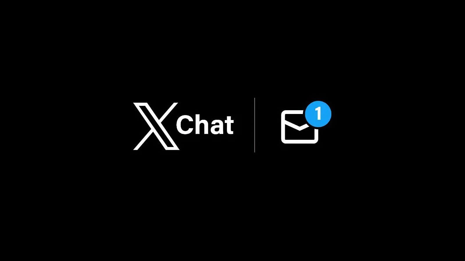 Siyah zemin üzerinde XChat logosu ve yanında bir okunmamış mesaj rozeti taşıyan zarf simgesi.