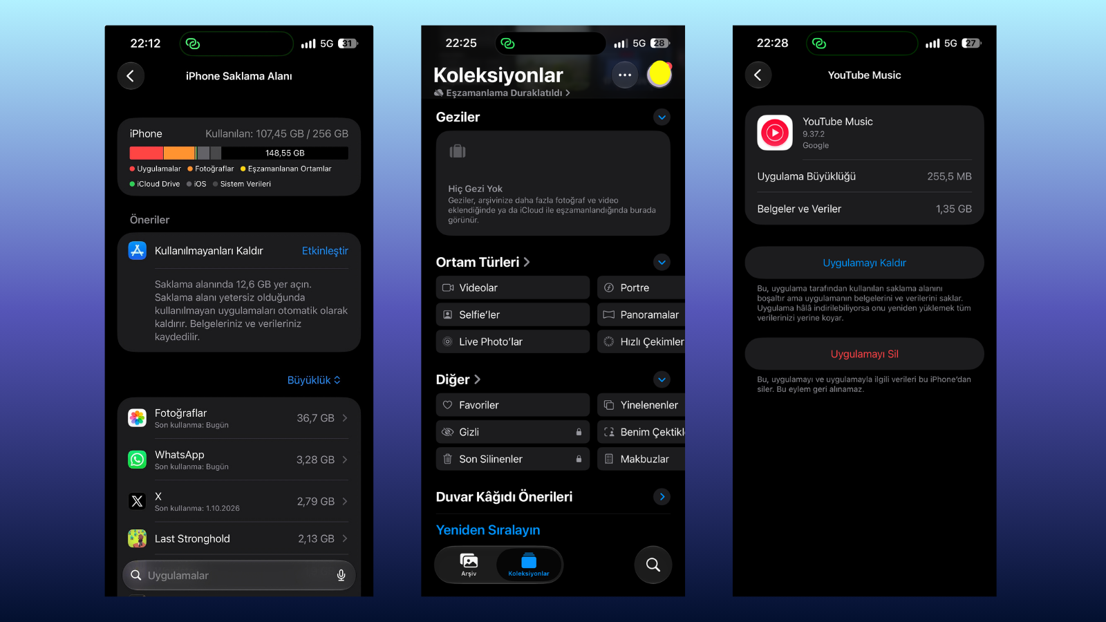 iPhone'da yer açma: sildim ama depolama boşalmıyor
